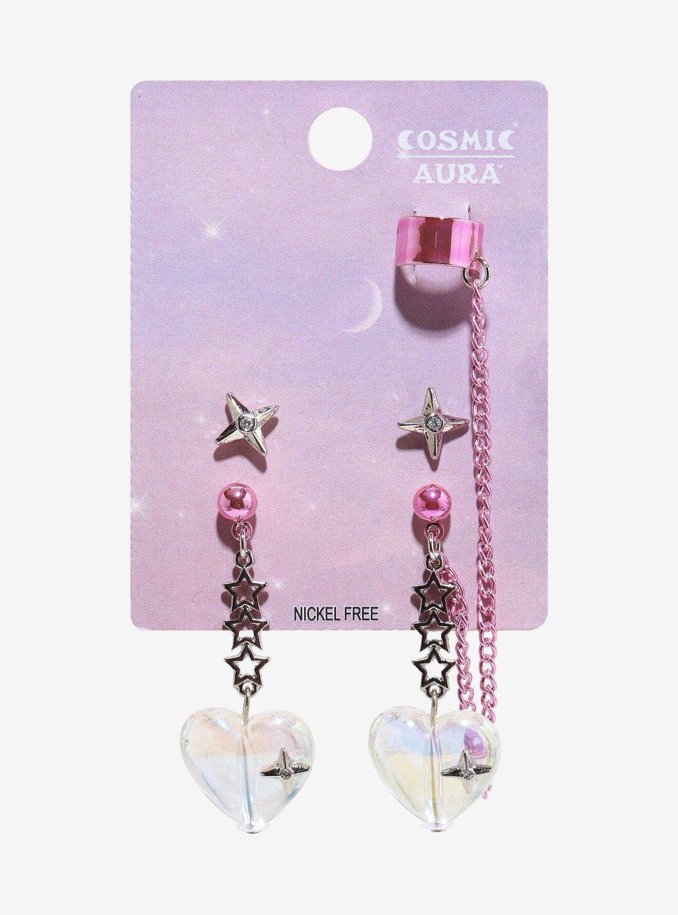 Cosmic Aura Bubble Heart Star Earring Set, , hi-res
