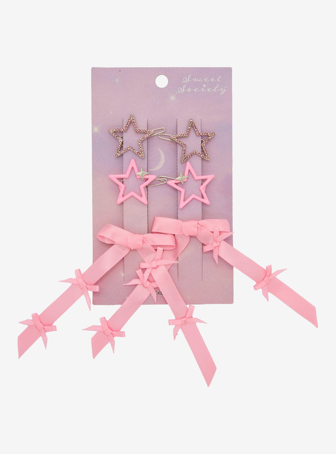 Sweet Society Pink Star Bow Hair Clip Set, , hi-res