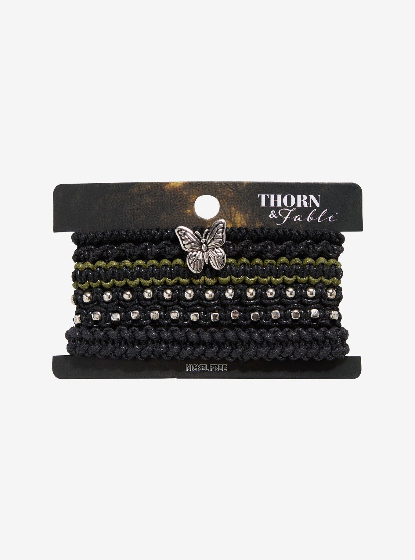 Thorn & Fable Grunge Butterfly Cord Bracelet Set, , hi-res