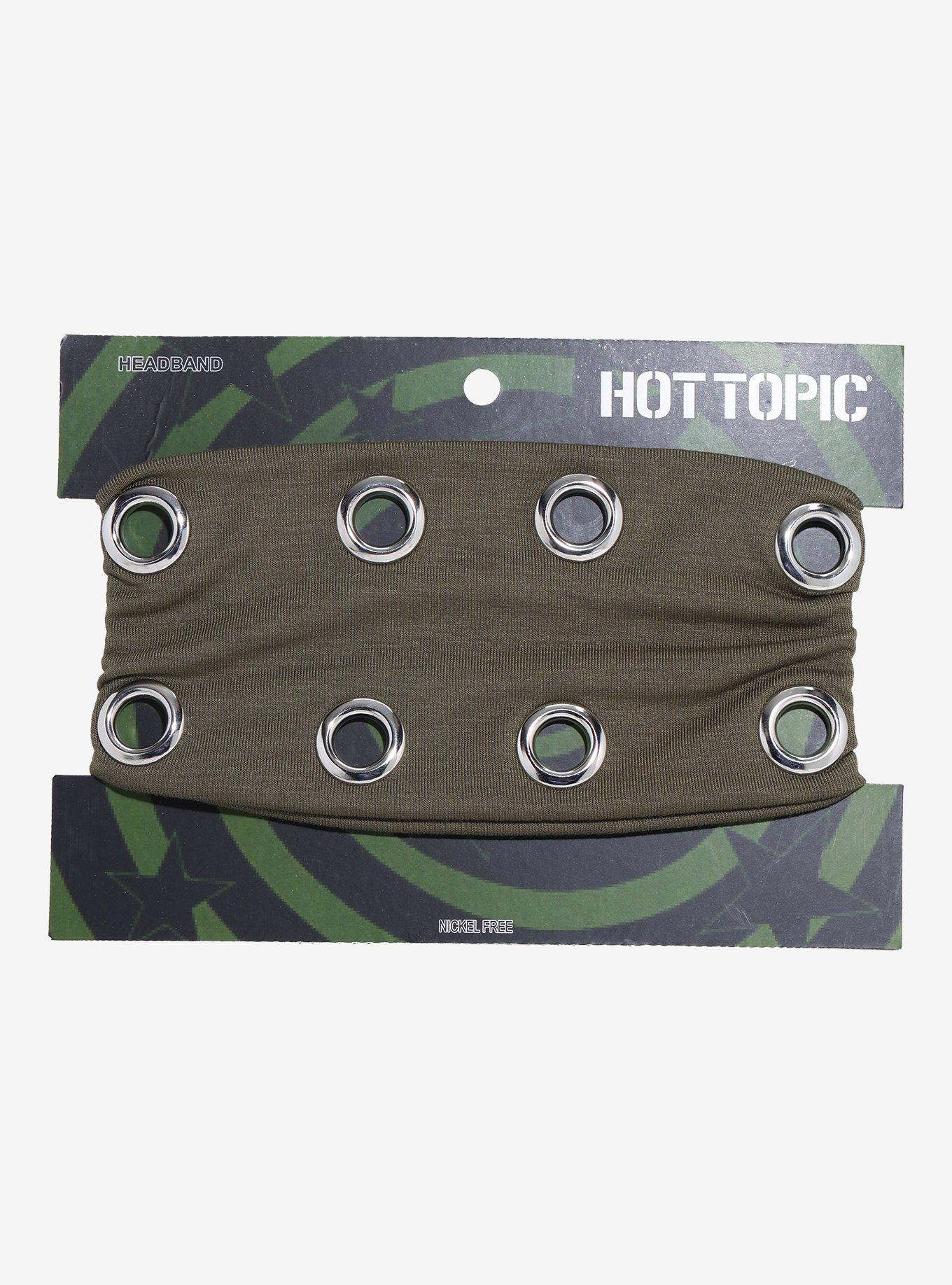 Olive Green Grommet Soft & Stretchy Knit Wide Head-Wrap Headband Wide Cotton Headband Soft Stretch Headbands Sweat Absorbent  main image 3
