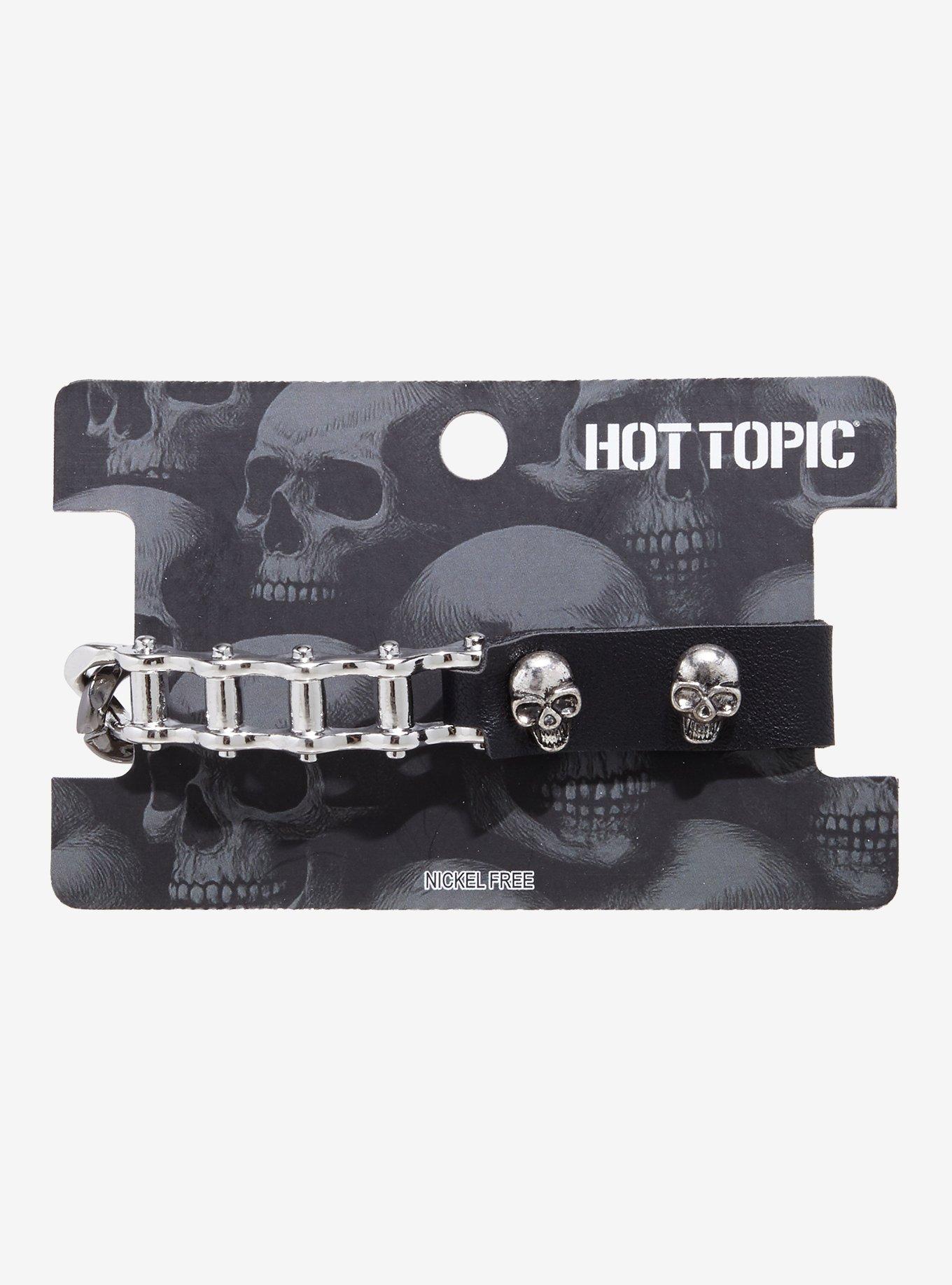 Skull Bike Chain Cuff Bracelet, , hi-res