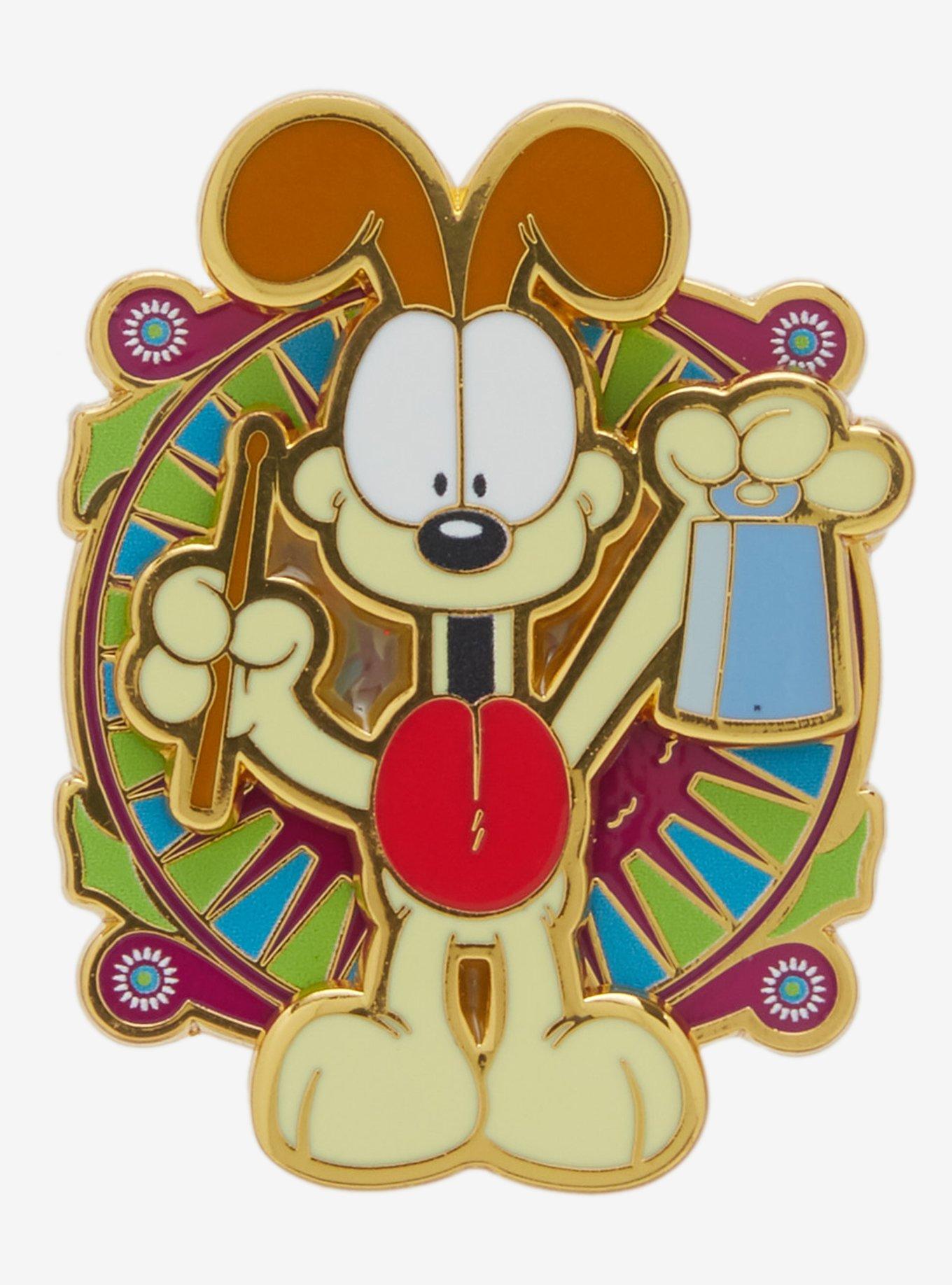 Garfield Odie Cowbell Spinning Enamel Pin — BoxLunch Exclusive, , hi-res