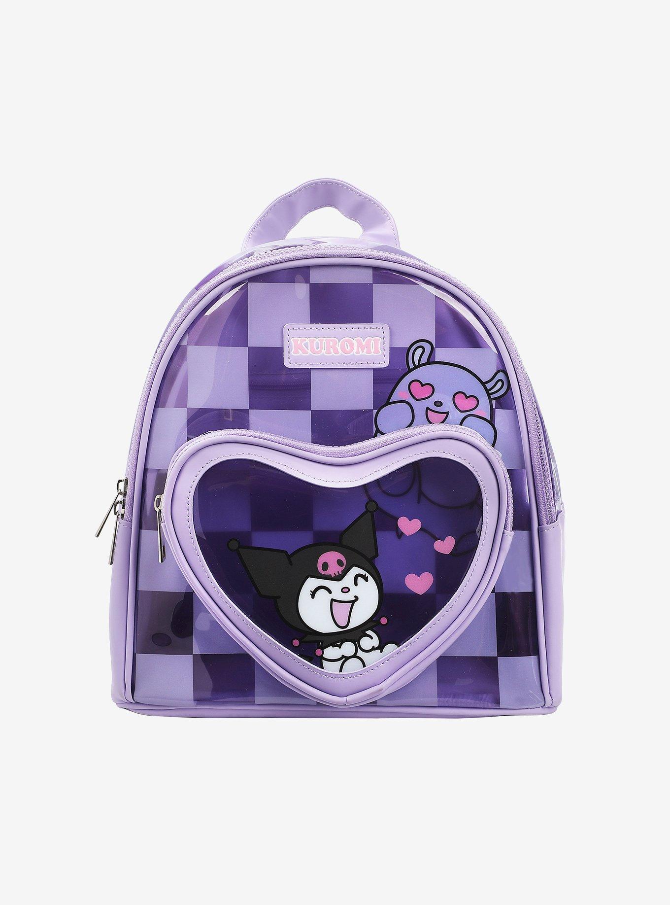 Kuromi & Baku Purple Checker Transparent Mini Backpack | Hot Topic