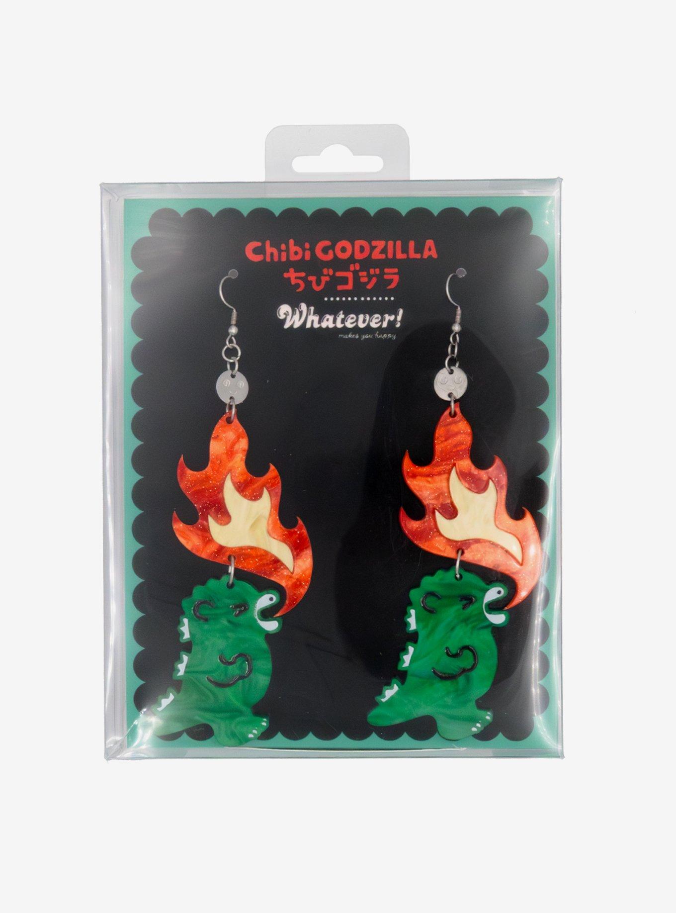 Whatever! Makes You Happy Chibi Godzilla Earrings, , hi-res