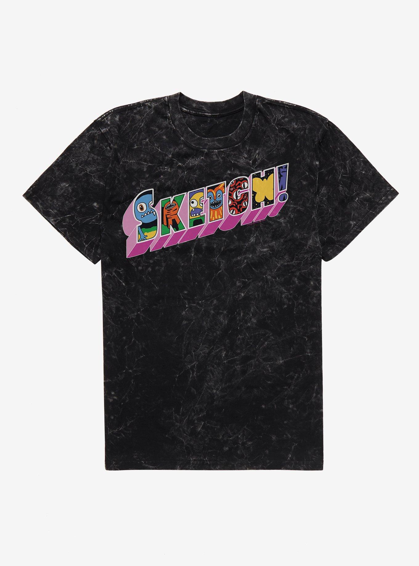 Sketch Postcard Logo Mineral Wash T-Shirt, BLACK MINERAL WASH, hi-res