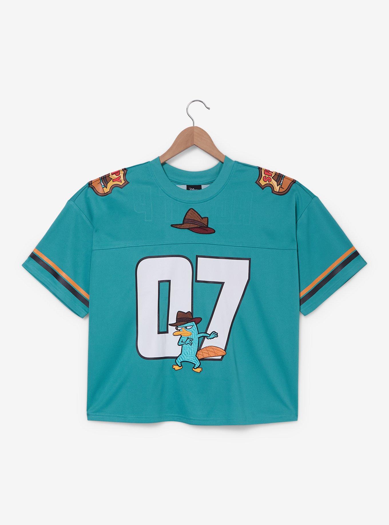 Disney Phineas & Ferb Perry Women's Plus Size Cropped Football Jersey &mdash; BoxLunch Exclusive, , hi-res