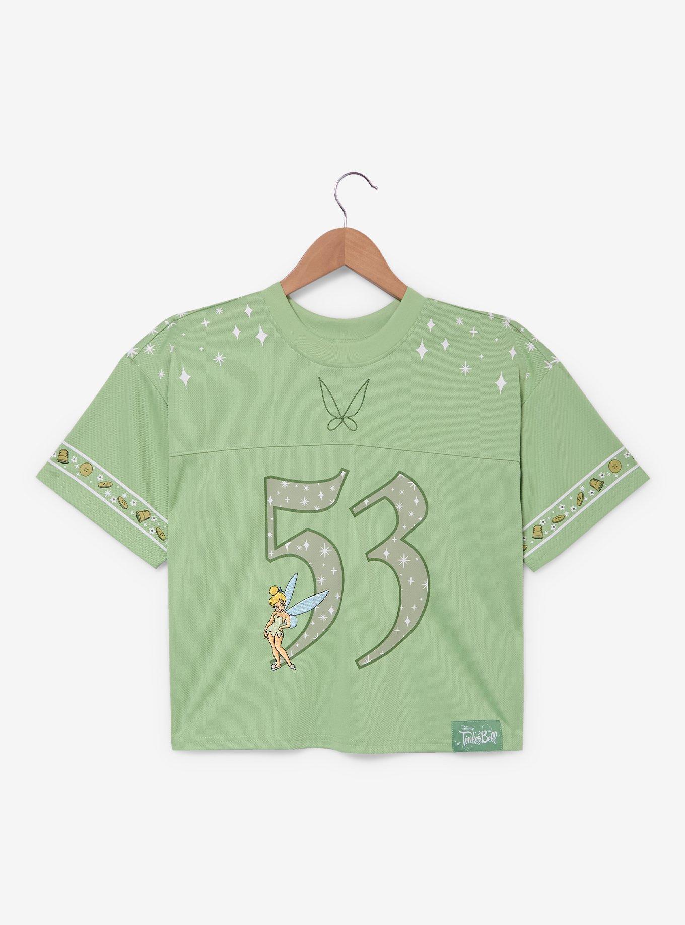 Disney Peter Pan Tinker Bell Women's Cropped Football Jersey — BoxLunch Exclusive, , hi-res