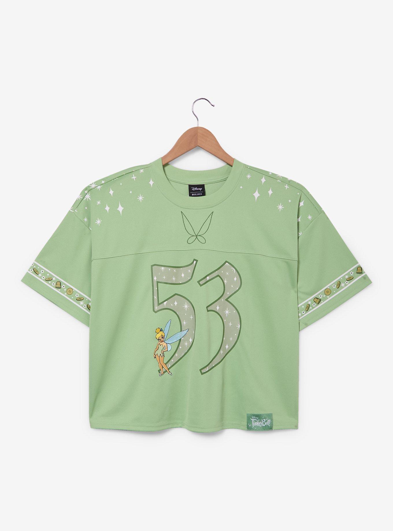 Disney Peter Pan Tinker Bell Women's Plus Size Cropped Football Jersey — BoxLunch Exclusive, , hi-res