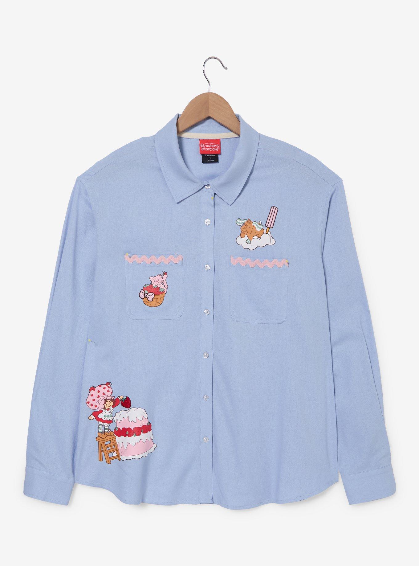 Strawberry Shortcake Sweet Treats Women's Plus Size Long Sleeve Button-Up &mdash; BoxLunch Exclusive, , hi-res