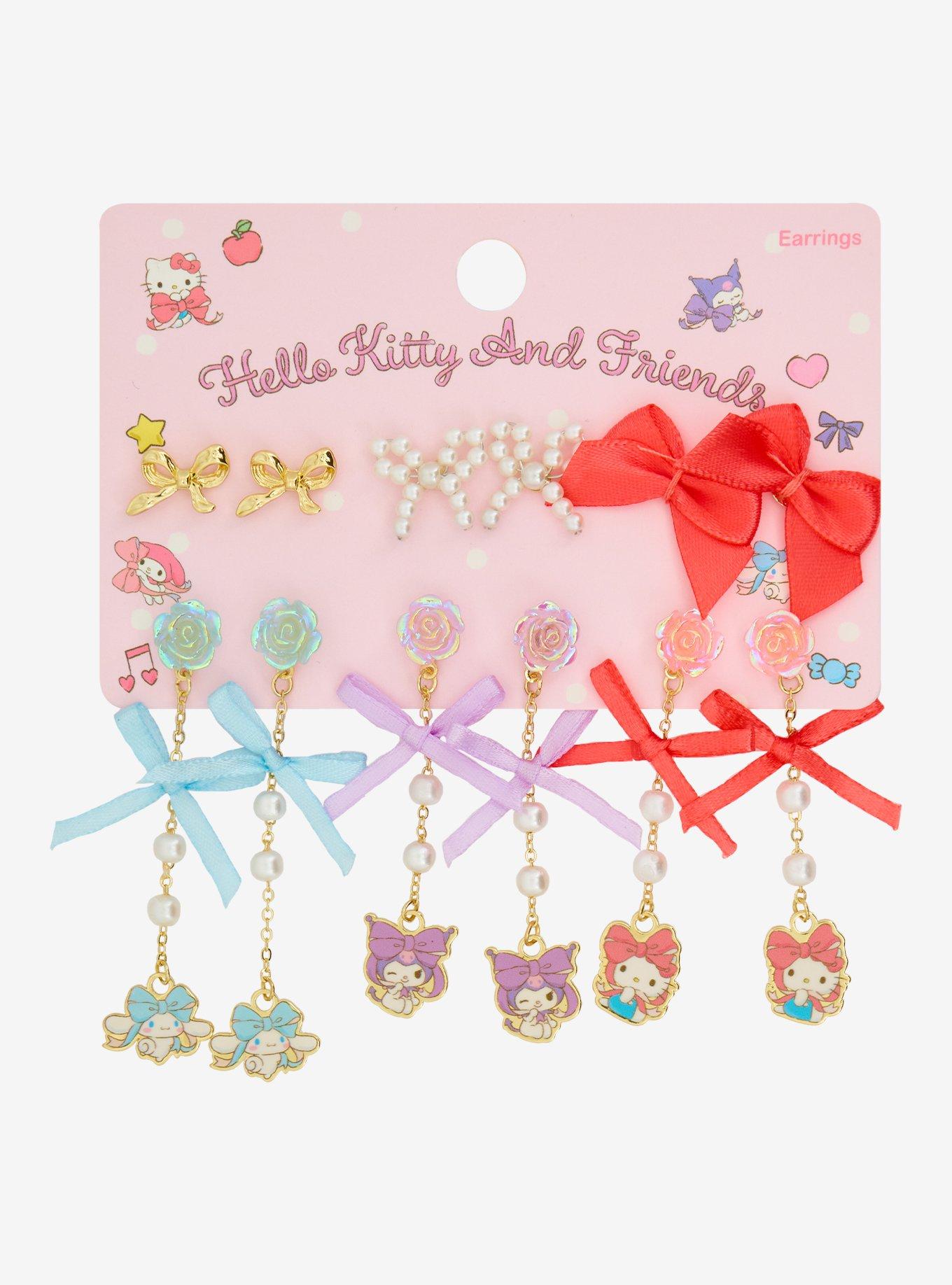 Sanrio Hello Kitty and Friends Bow Dangling Earring Set — BoxLunch Exclusive, , hi-res