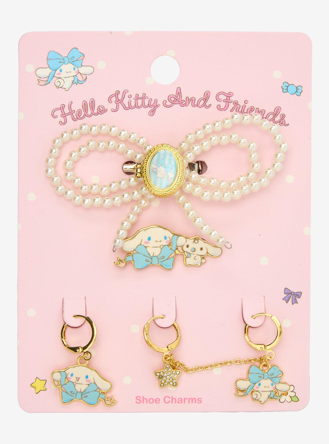 Sanrio Hello Kitty and Friends Cinnamoroll Pearl Bow Shoe Charm Set - BoxLunch Exclusive, , hi-res