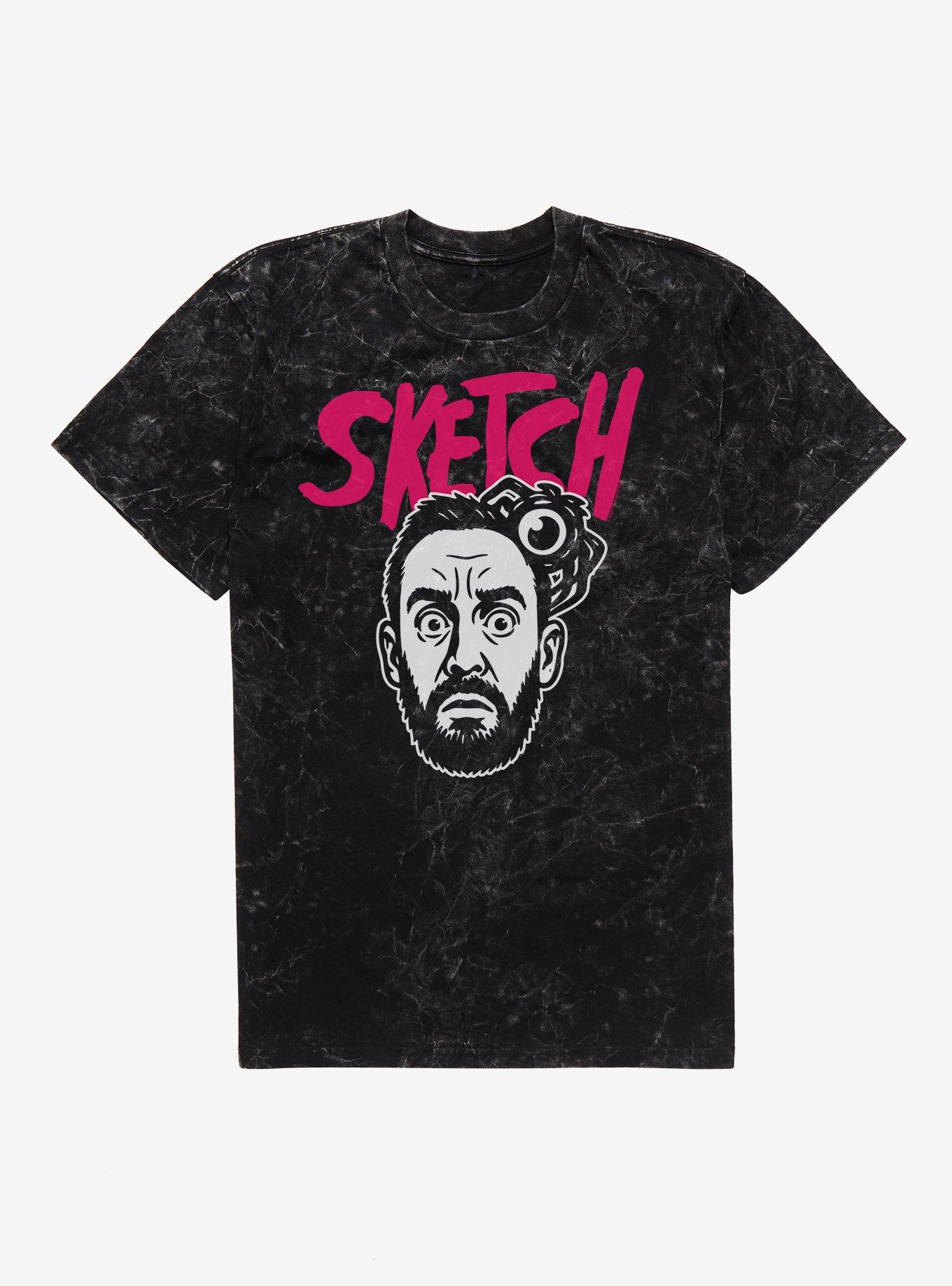 Sketch Tony Pink Logo Mineral Wash T-Shirt, BLACK MINERAL WASH, hi-res
