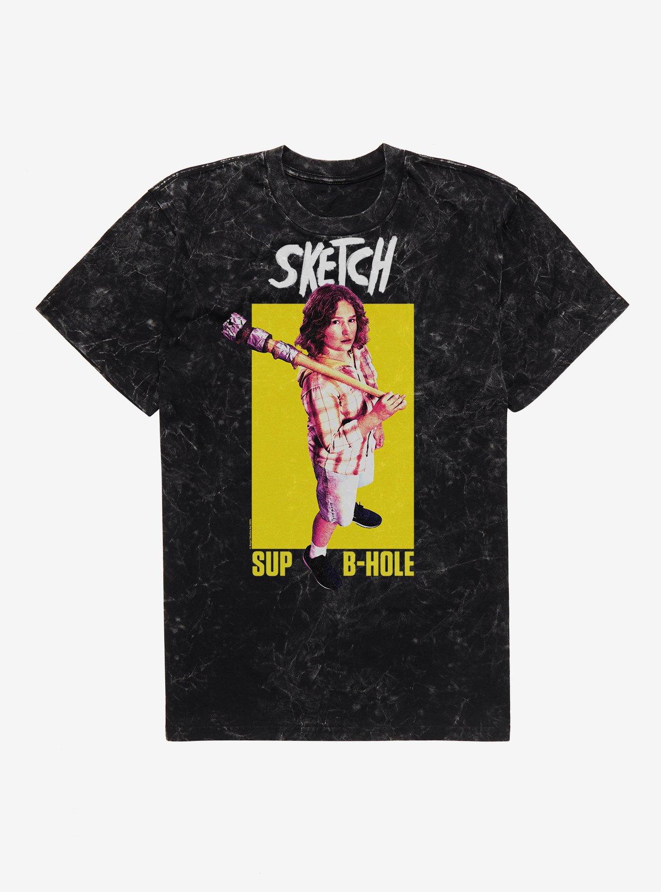 Sketch Sup B-Hole Mineral Wash T-Shirt, BLACK MINERAL WASH, hi-res