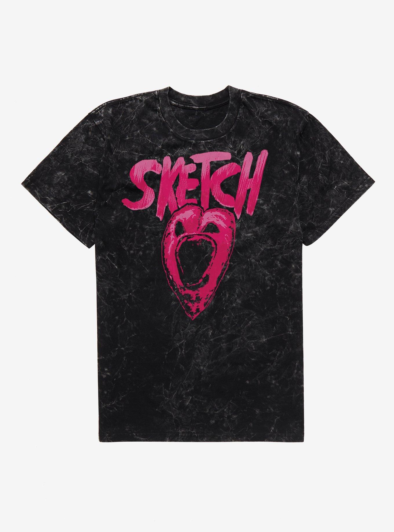 Sketch Pit Of Hearts Mineral Wash T-Shirt, , hi-res