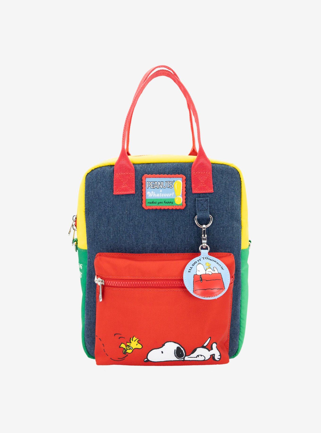 Whatever! Makes You Happy Peanuts Denim Color Block Convertible Mini Backpack, , hi-res
