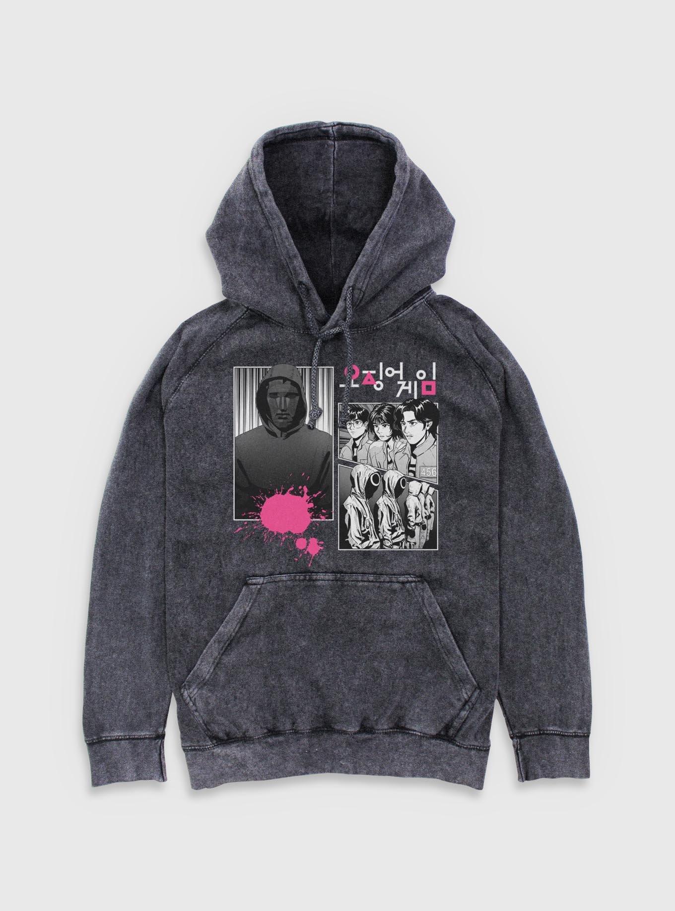 Squid Game Manga Panel Mineral Wash Hoodie, , hi-res