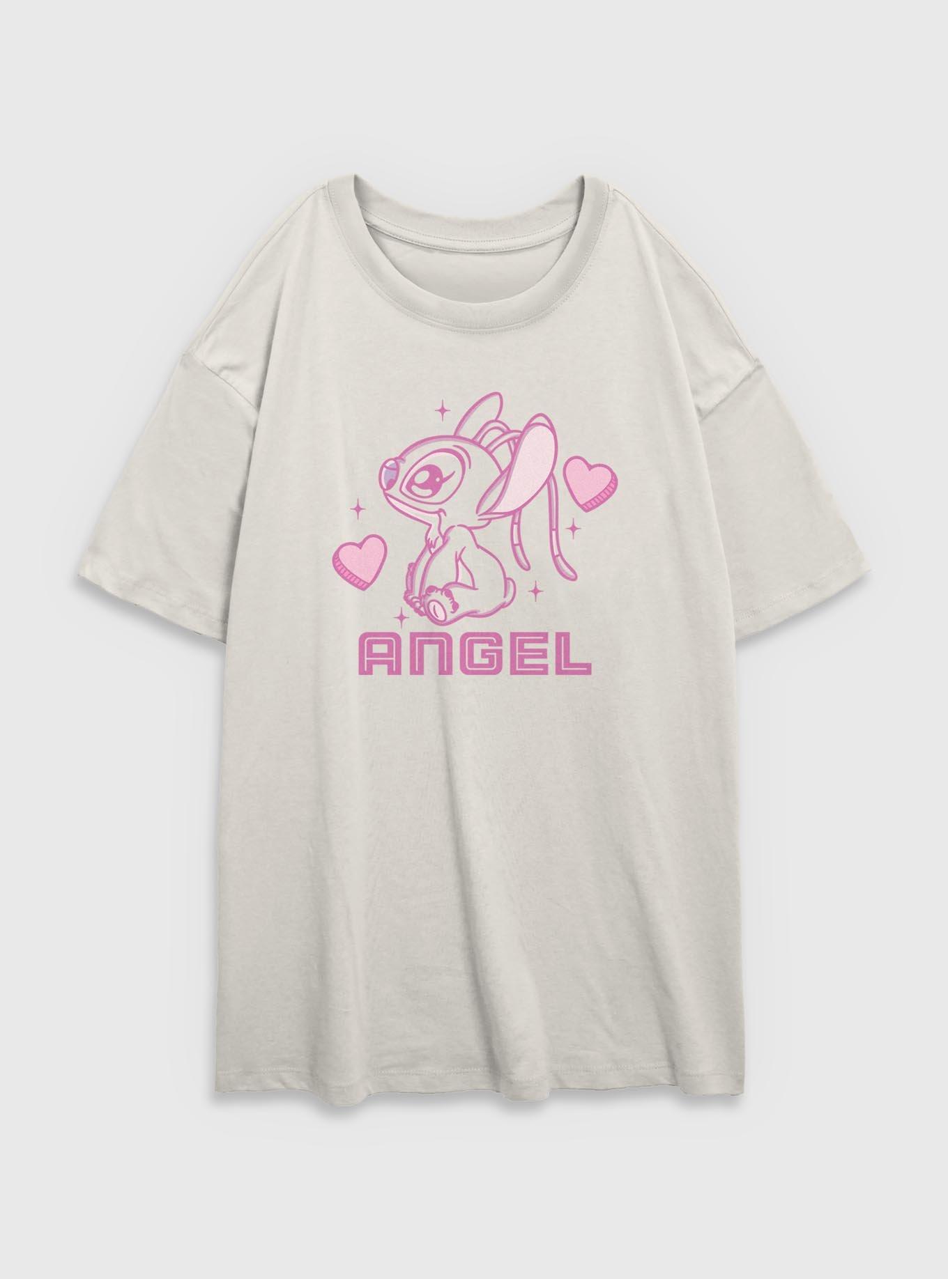 Disney Lilo & Stitch Angel Hearts Womens Oversized T-Shirt, EGRET, hi-res