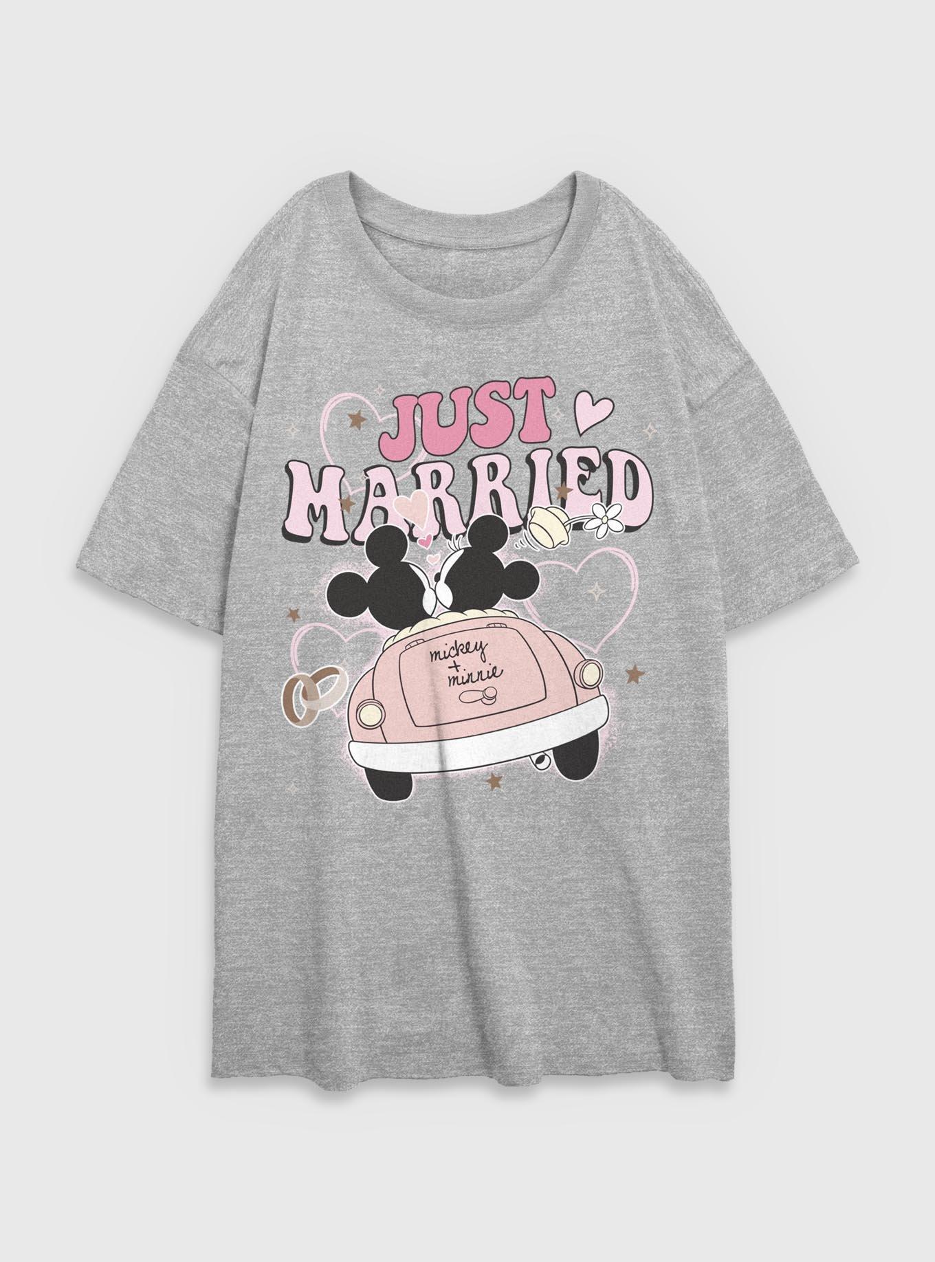 Disney Mickey Mouse Just Married Womens Oversized T-Shirt, ATH HTR, hi-res