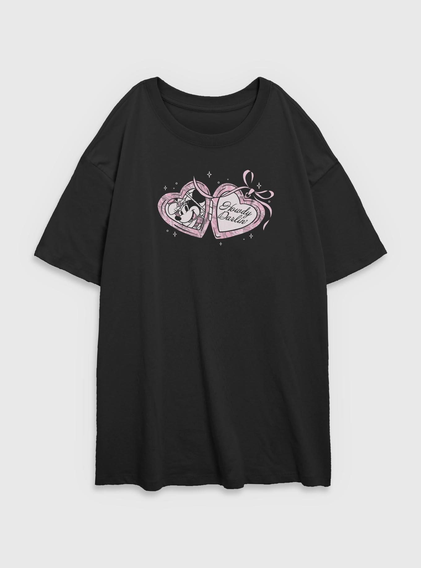 Disney Minnie Mouse Coquette Camo Cowgirl Womens Oversized T-Shirt, , hi-res