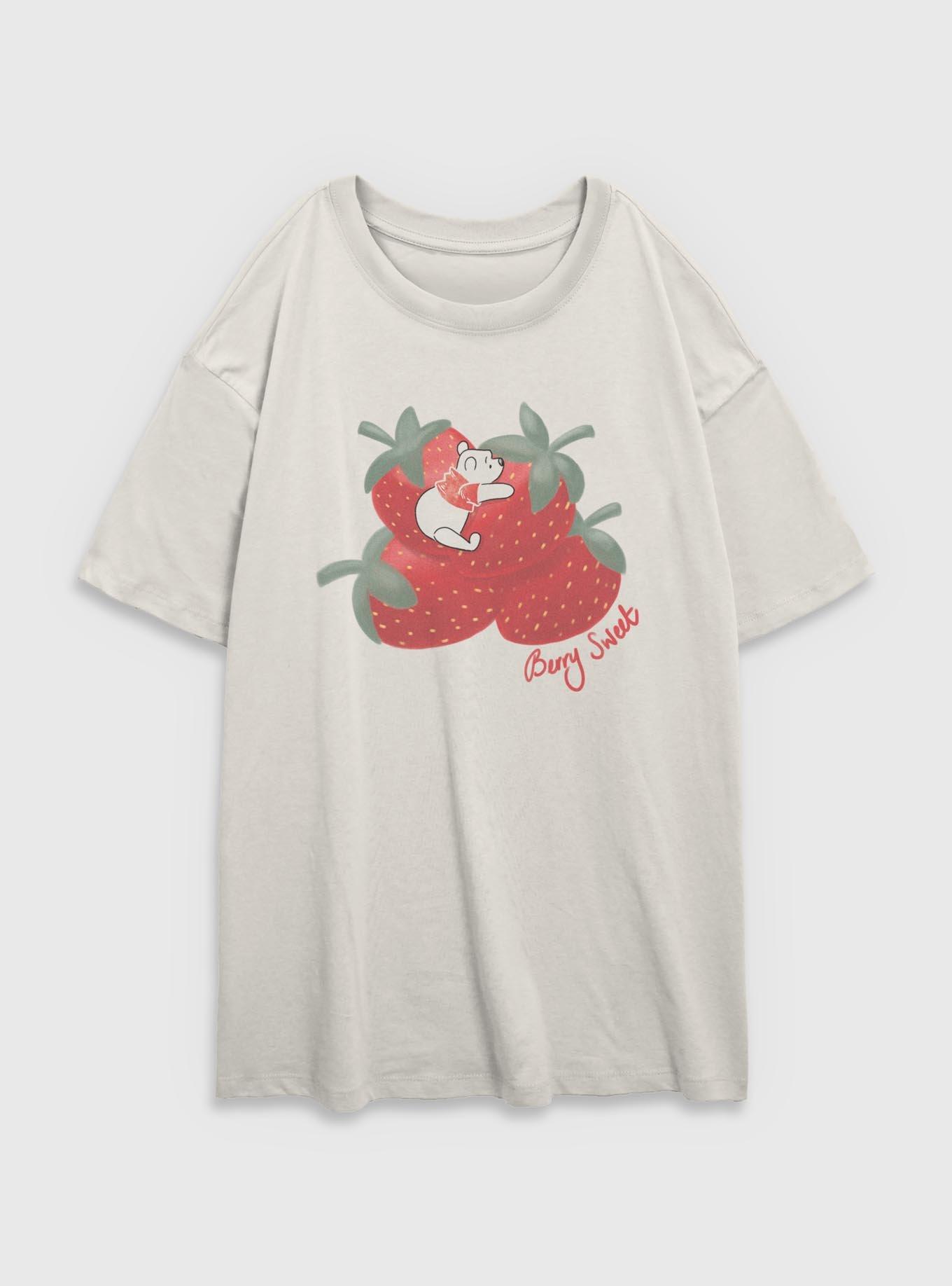 Disney Winnie The Pooh Strawberry Berry Sweet Womens Oversized T-Shirt, , hi-res