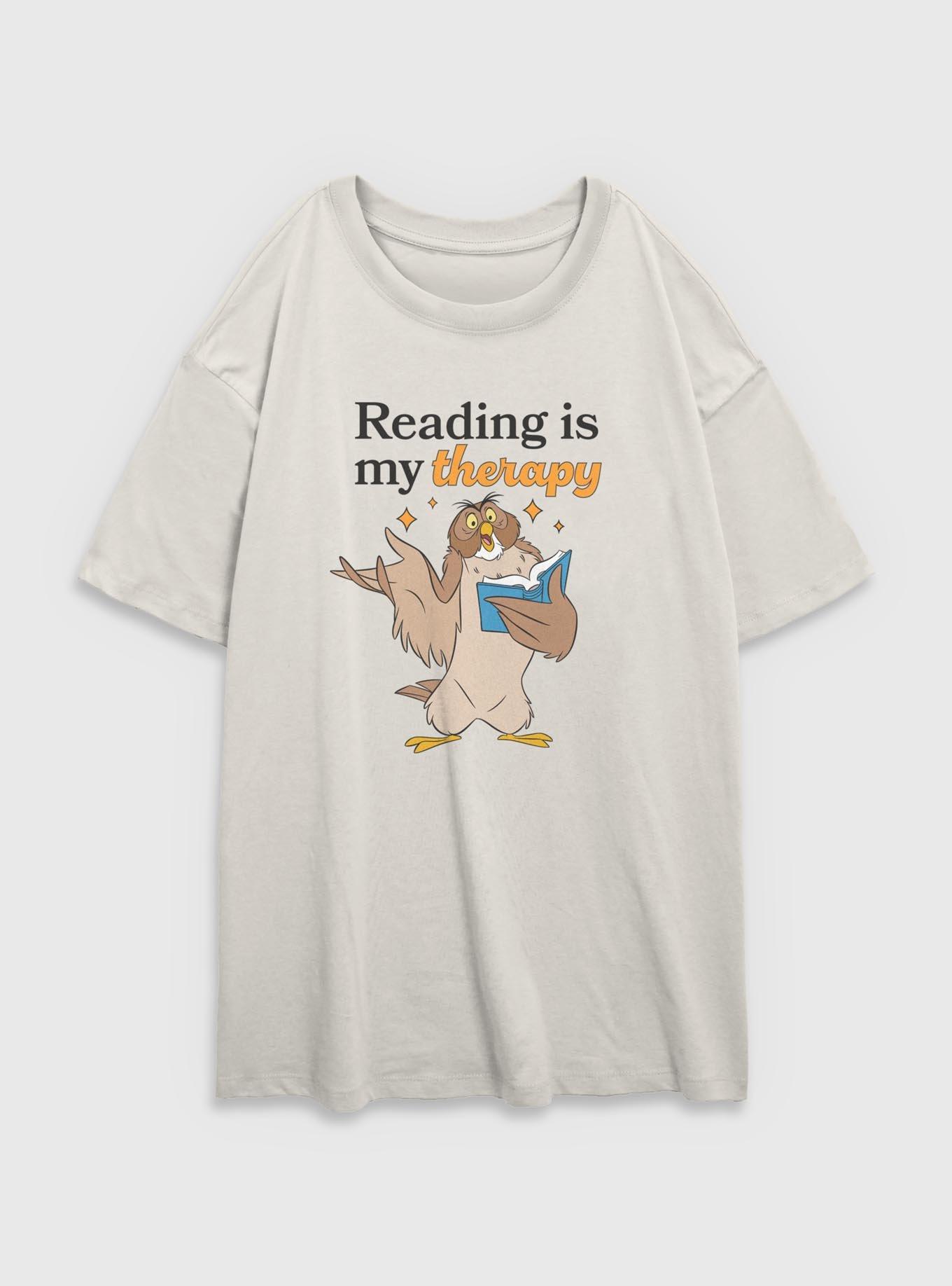 Disney Winnie The Pooh Reading Is My Therapy Womens Oversized T-Shirt, , hi-res