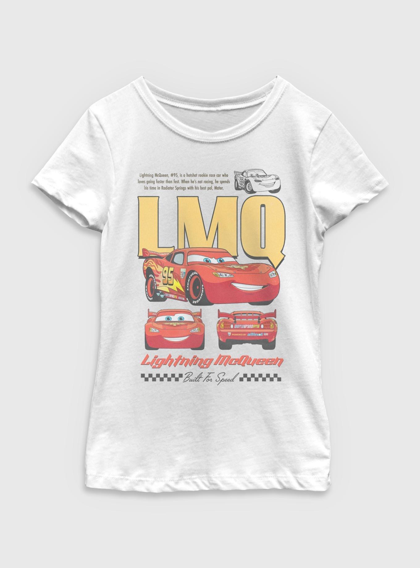 Disney Pixar Cars Lighting McQueen Poster Youth Girls T-Shirt, WHITE, hi-res