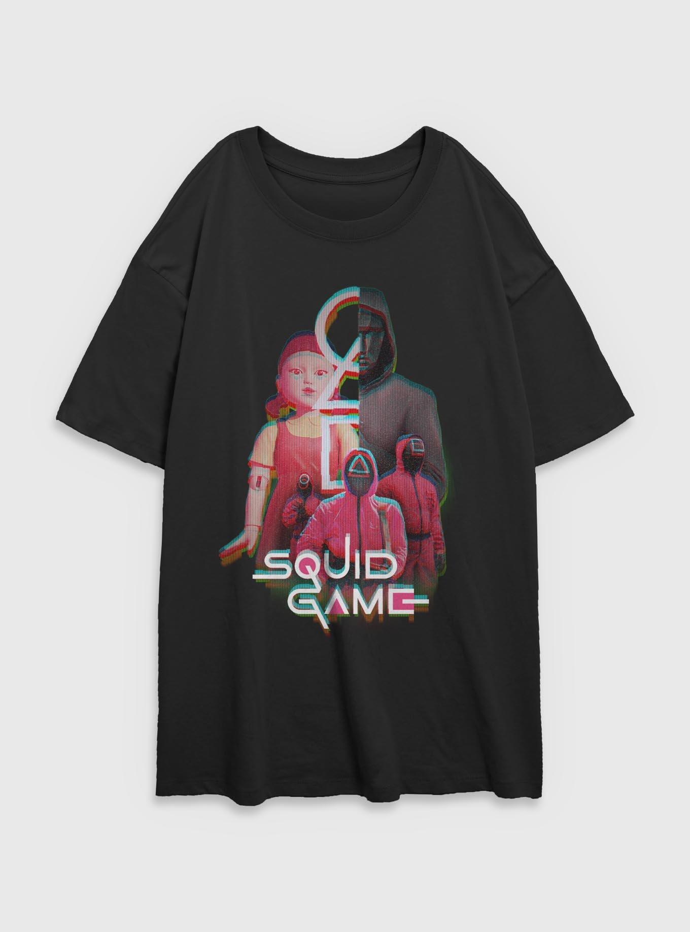 Squid Game Glitch Games Womens Oversized T-Shirt, BLACK, hi-res view 1
