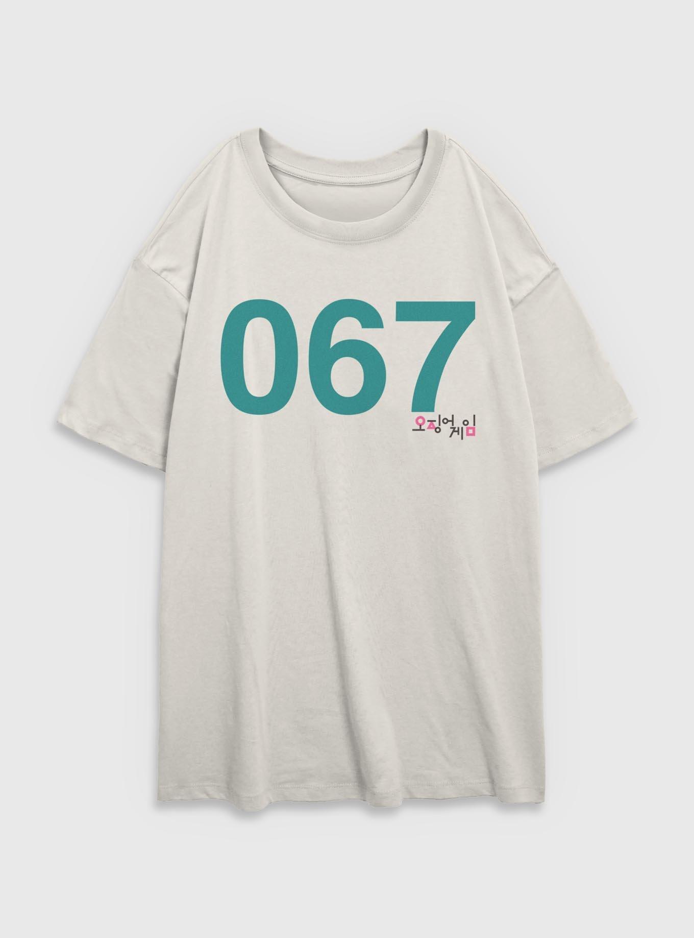 Squid Game Costume 067 Womens Oversized T-Shirt, EGRET, hi-res