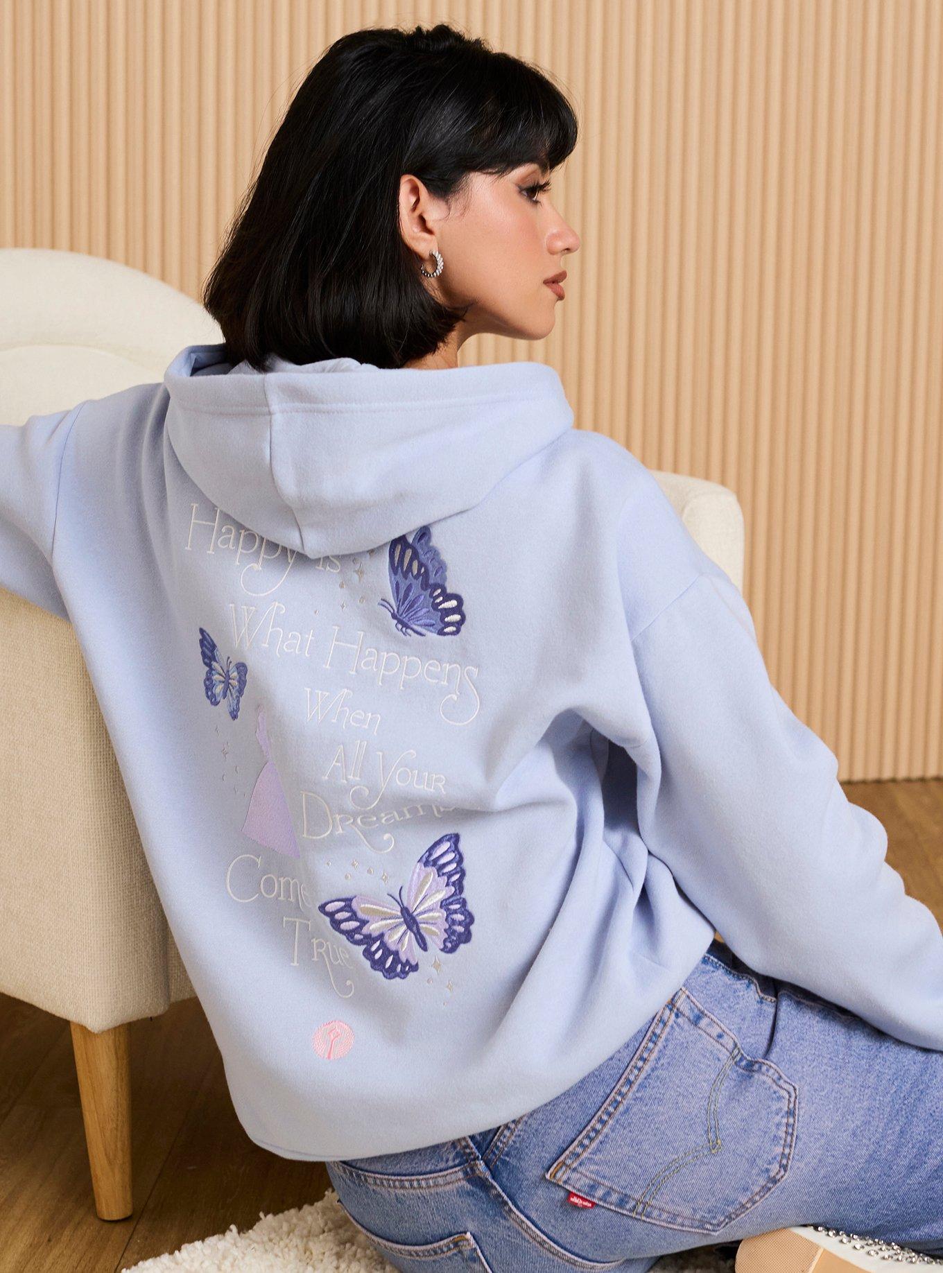 Wicked Glinda Embroidered Butterflies Women's Hoodie - BoxLunch Exclusive, , hi-res