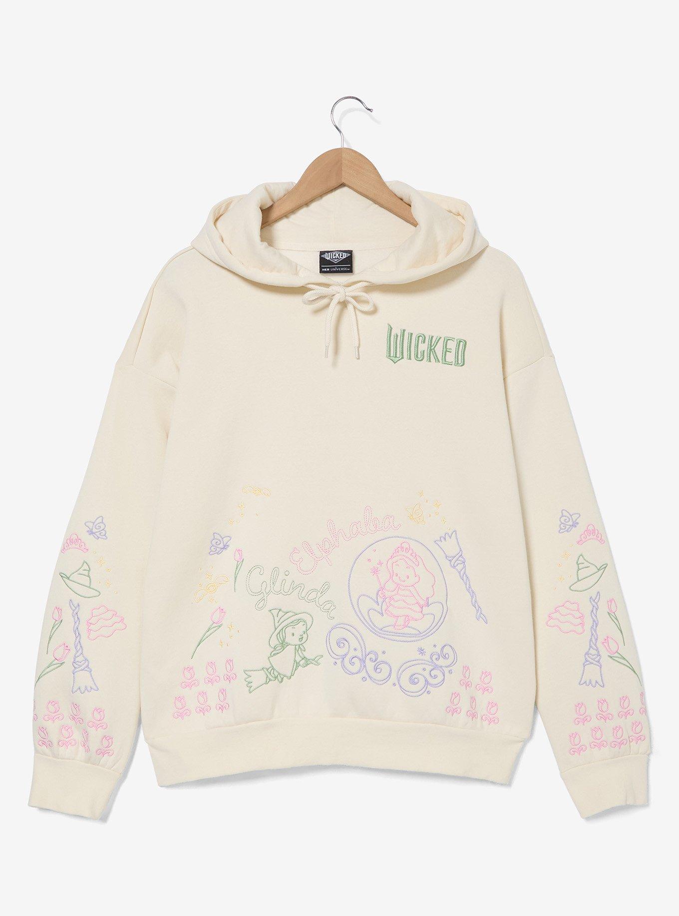 Wicked Glinda & Elphaba Embroidered Doodle Women's Hoodie - BoxLunch Exclusive, , hi-res