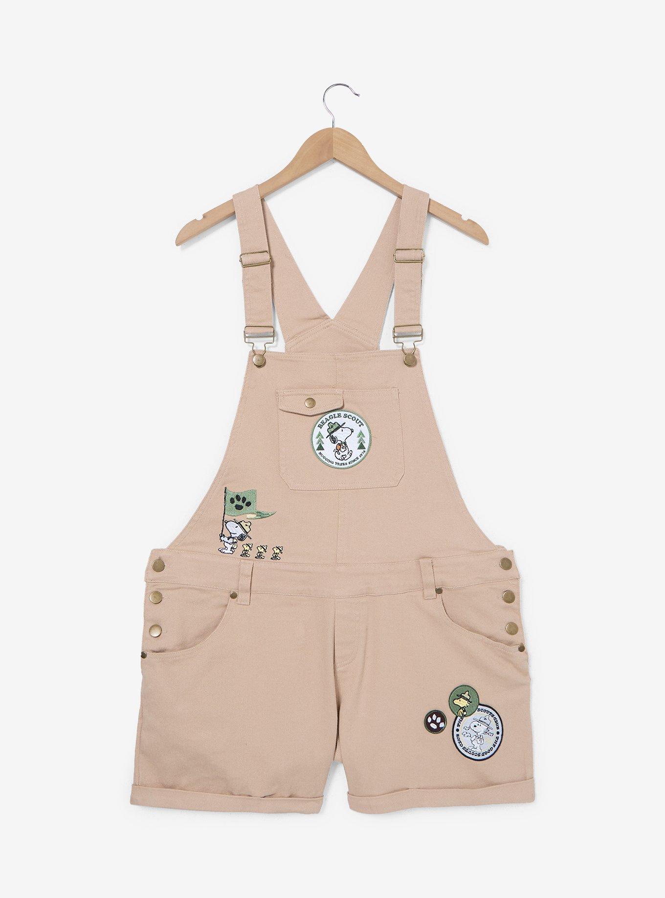 Peanuts Beagle Scouts Women's Plus Size Short Overalls &mdash; BoxLunch Exclusive, , hi-res