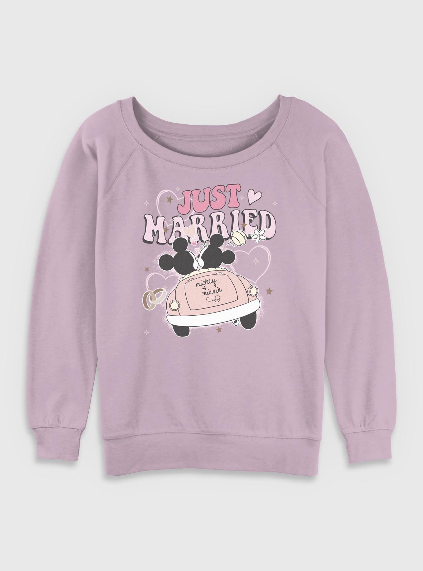 Disney Mickey Mouse Just Married Womens Slouchy Sweatshirt, , hi-res