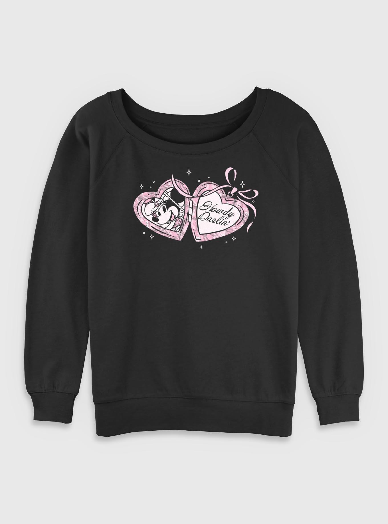 Disney Minnie Mouse Coquette Camo Cowgirl Womens Slouchy Sweatshirt, , hi-res