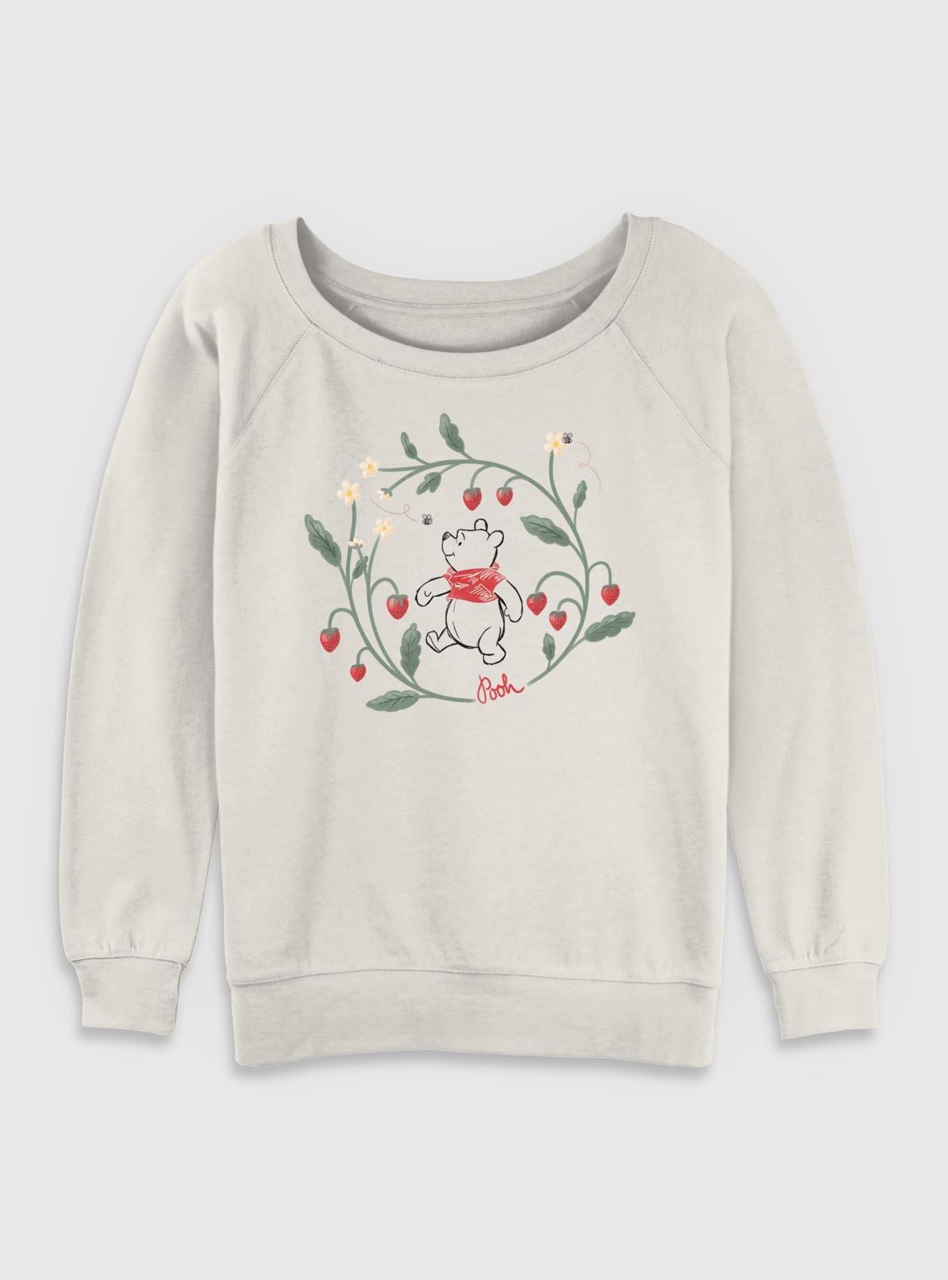 Disney Winnie The Pooh Strawberry Wreath Womens Slouchy Sweatshirt, , hi-res