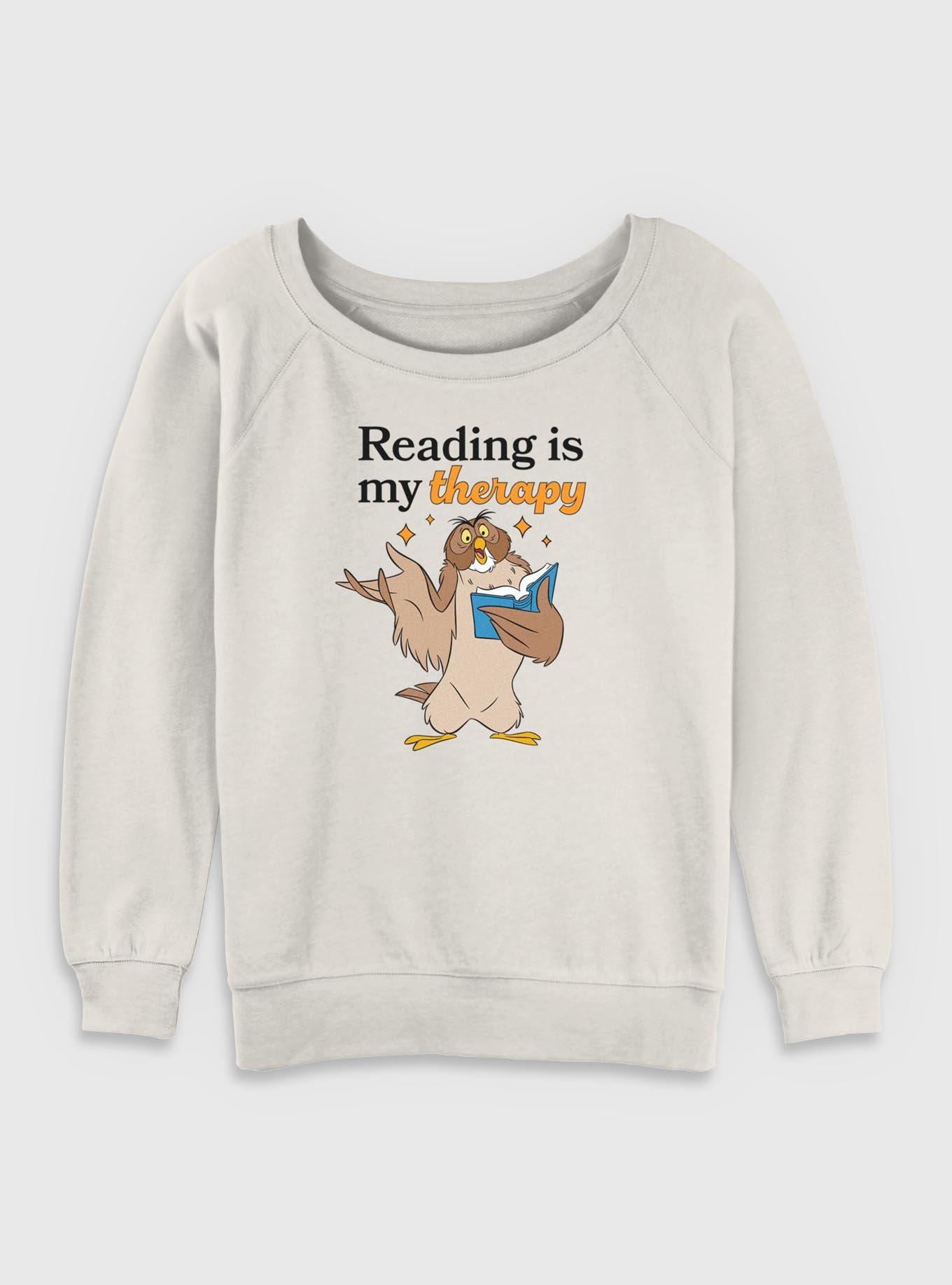 Disney Winnie The Pooh Reading Is My Therapy Womens Slouchy Sweatshirt, , hi-res