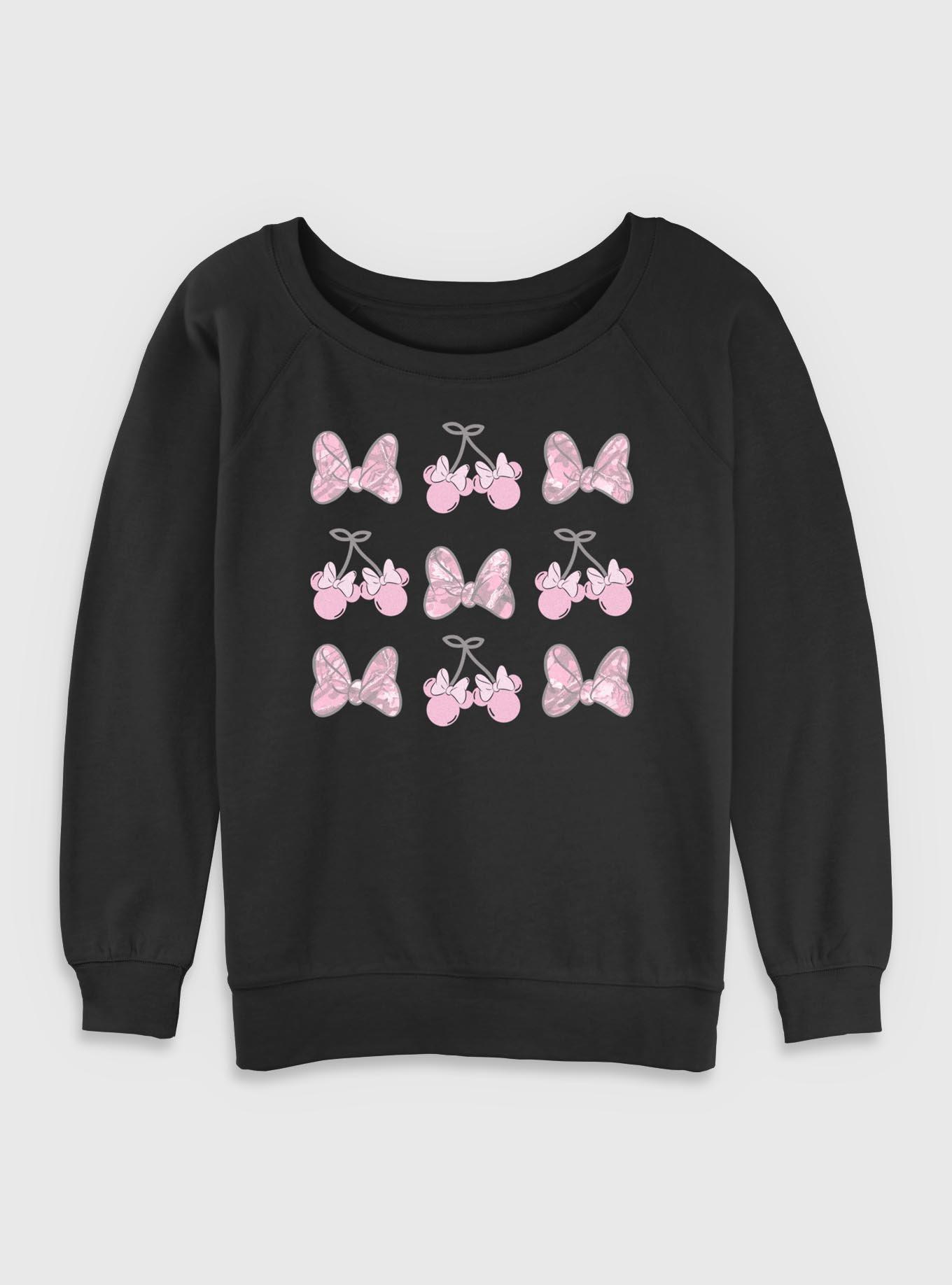 Disney Minnie Mouse Bow Camo Womens Slouchy Sweatshirt, , hi-res