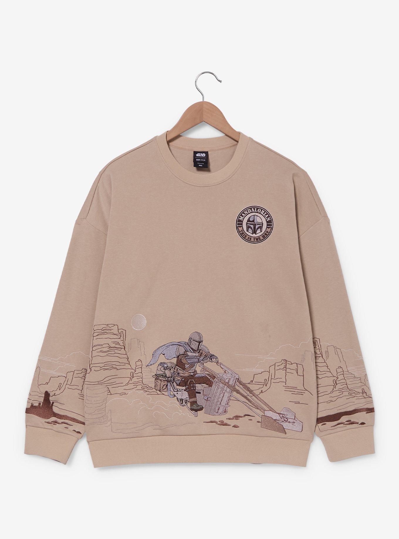 Star Wars The Mandalorian Speeder Bike Scene Embroidered Crewneck - BoxLunch Exclusive, , hi-res