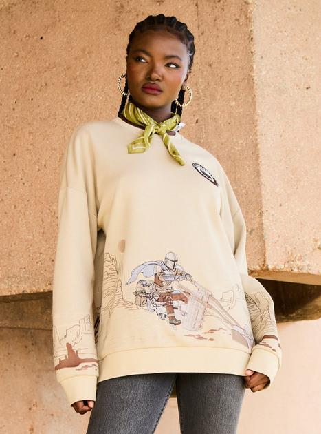 Star Wars The Mandalorian Speeder Bike Scene Embroidered Crewneck