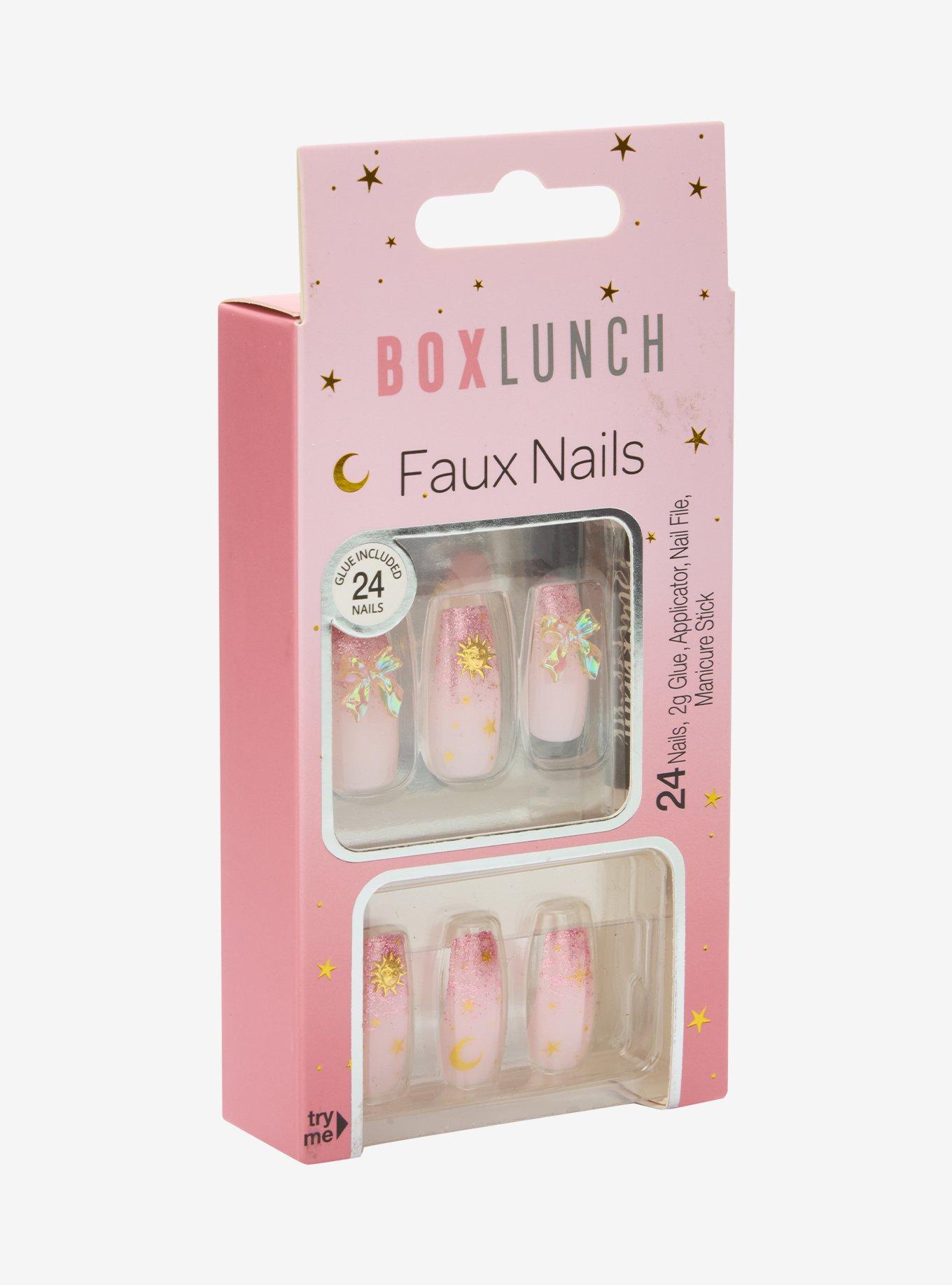 Pink Celestial Icons Faux Nail Set &mdash; BoxLunch Exclusive, , hi-res