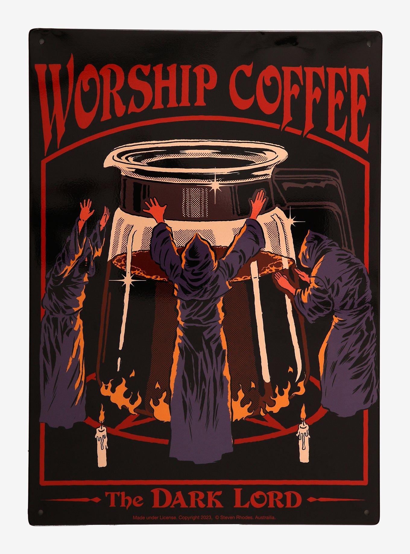 Steven Rhodes Worship Coffee Metal Sign, , hi-res