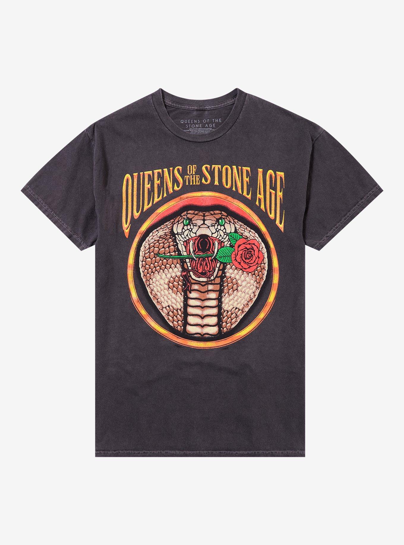 Queens Of The Stone Age Cobra & Rose T-Shirt, , hi-res
