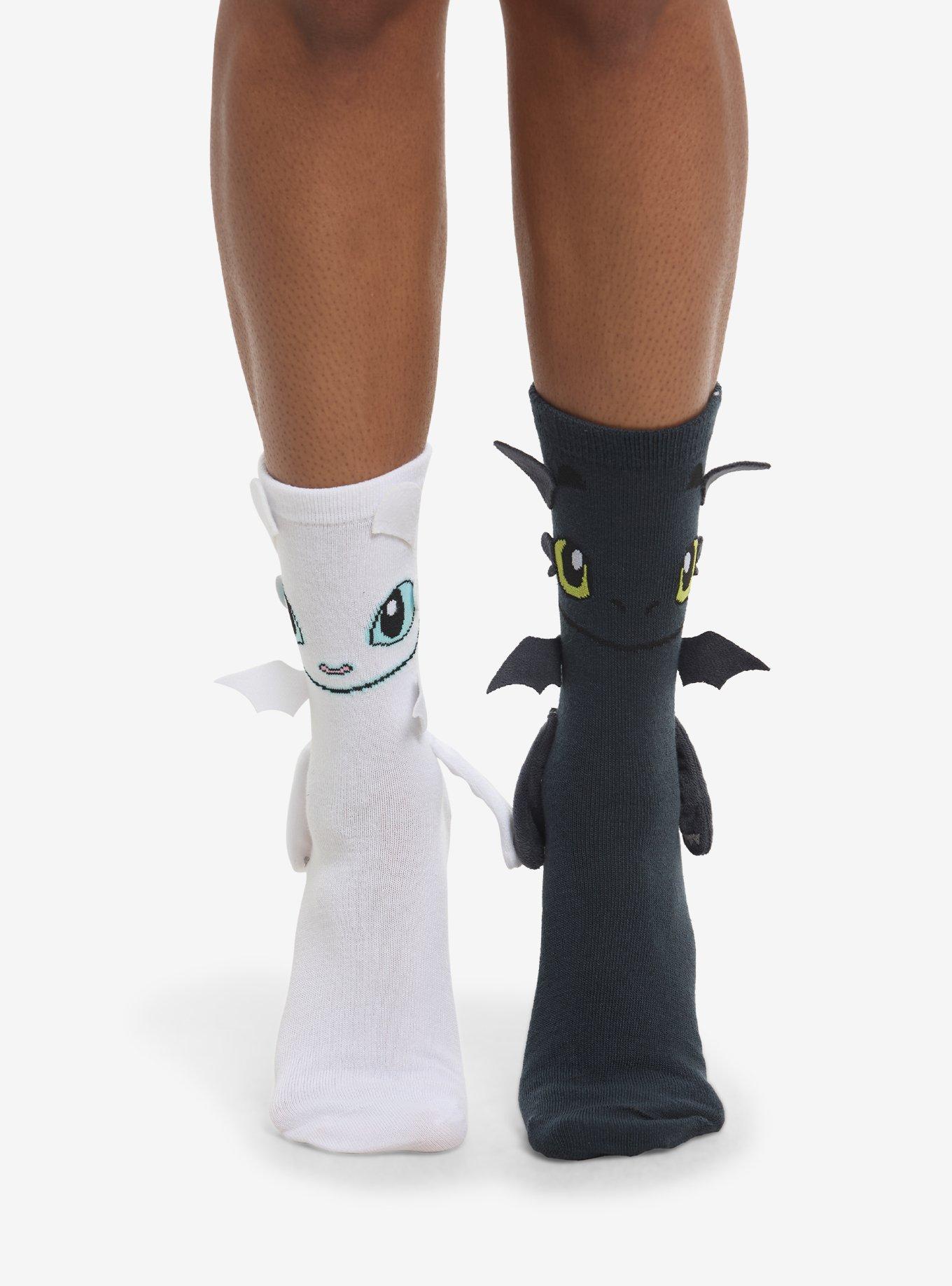 How To Train Your Dragon Toothless & Light Fury Magnetic Arms Mismatch Crew Socks, , hi-res