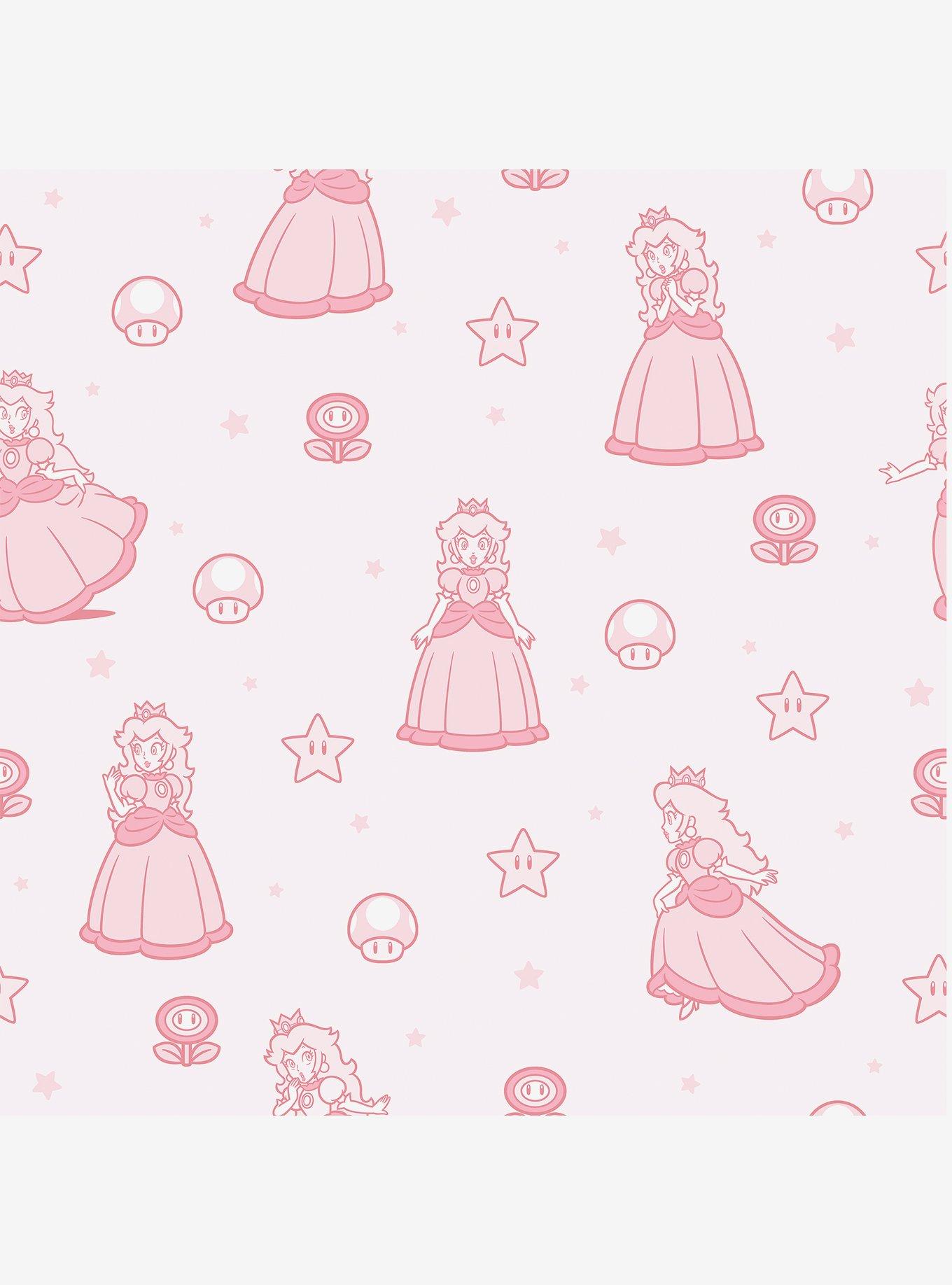 Super Mario Princess Peach Pink Peel & Stick Wallpaper, , hi-res