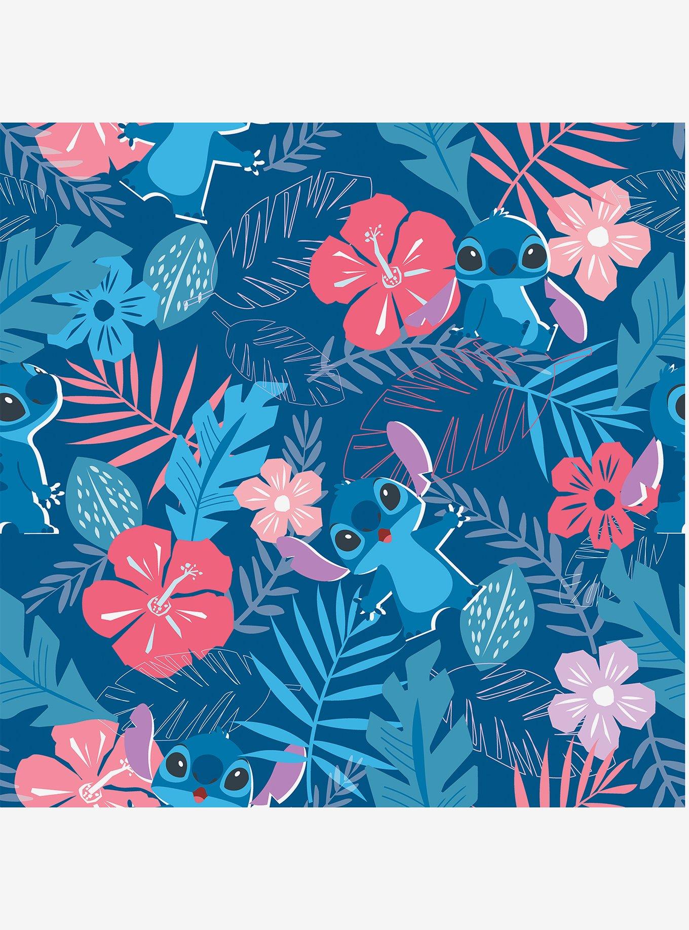 Disney Lilo & Stitch Tropical Flowers Blue Peel & Stick Wallpaper, , hi-res
