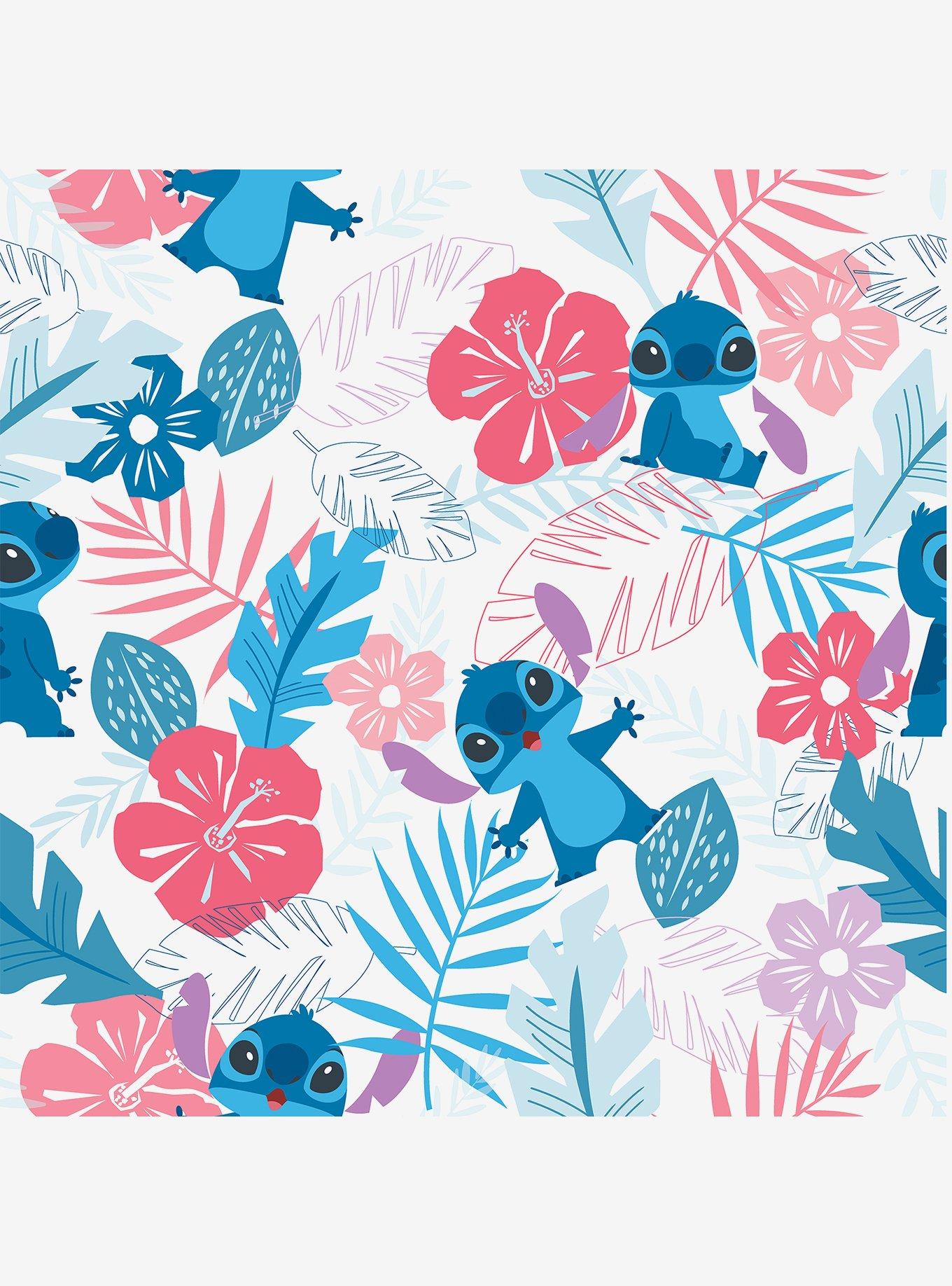 Disney Lilo & Stitch Tropical Flowers Pink Peel & Stick Wallpaper, , hi-res