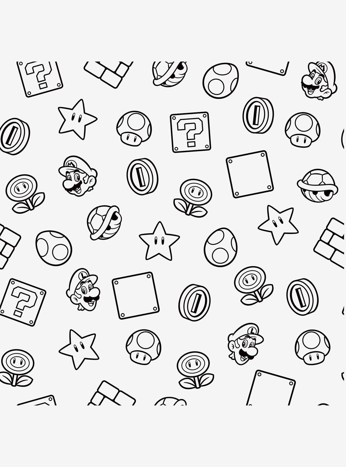Super Mario Power Up Icons Black and White Peel & Stick Wallpaper, , hi-res