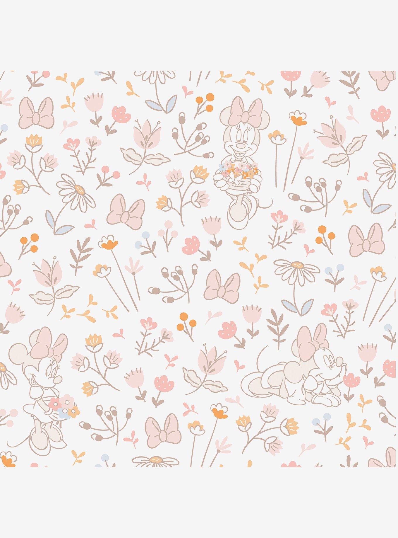 Disney Minnie Mouse Pretty as a Flower Pink Peel & Stick Wallpaper, , hi-res