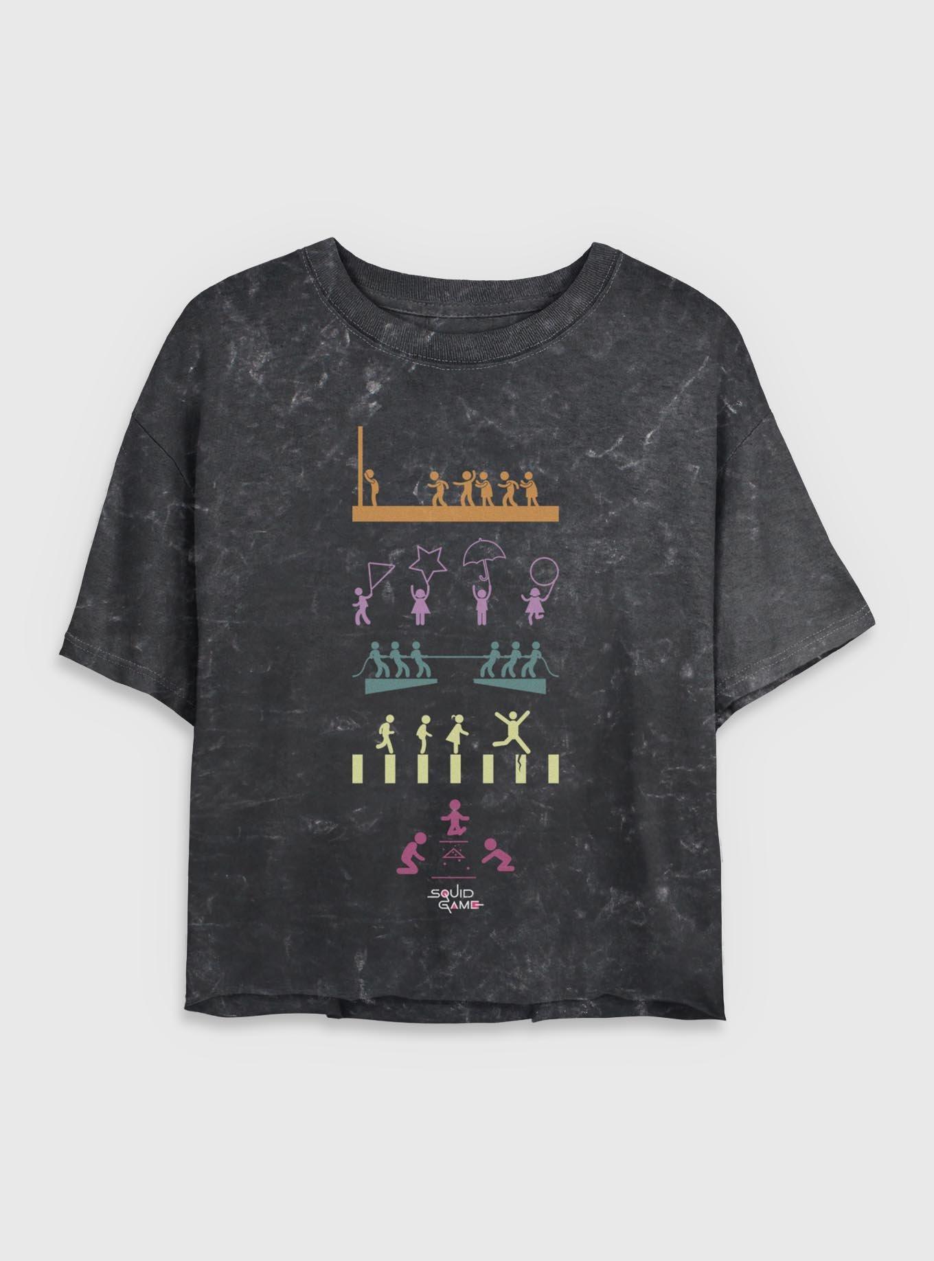 Squid Game Icons Womens Mineral Wash Crop T-Shirt, , hi-res