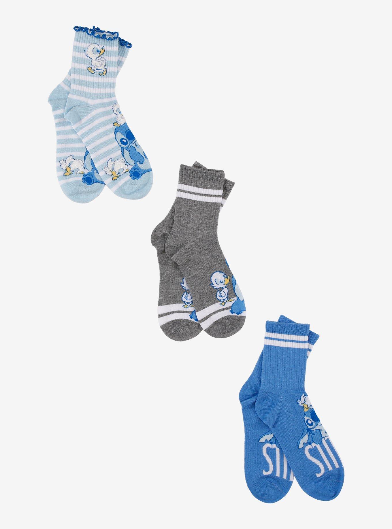 Disney Stitch & Ducks Crew Socks 3 Pair, , hi-res