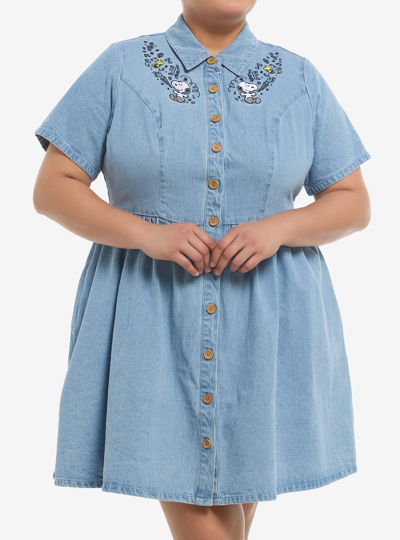 Peanuts Snoopy Denim Dress Plus Size, , hi-res